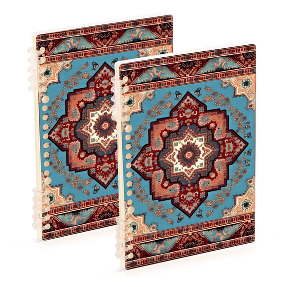Pattern Rettro Traddional Ring Binder Notebook Journey Note Diary College Ruled Spiral Notebook Study Loose Leaf Paper A5 60 Pages