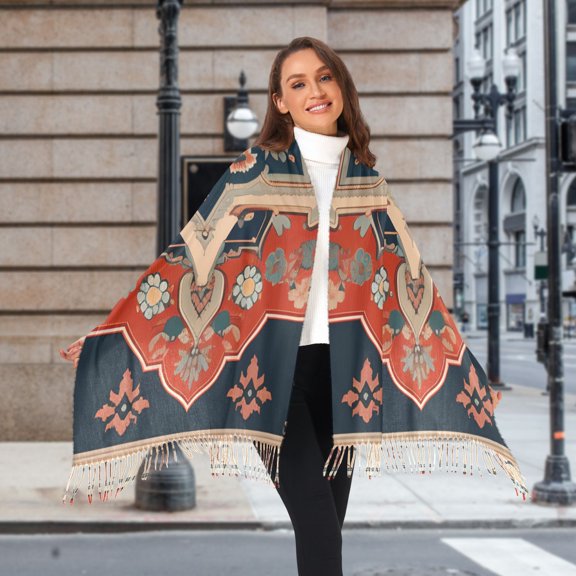 Pattern Rettro Winter Scarf for Women Fashion Warm Long Soft Blanket Scarves Gifts