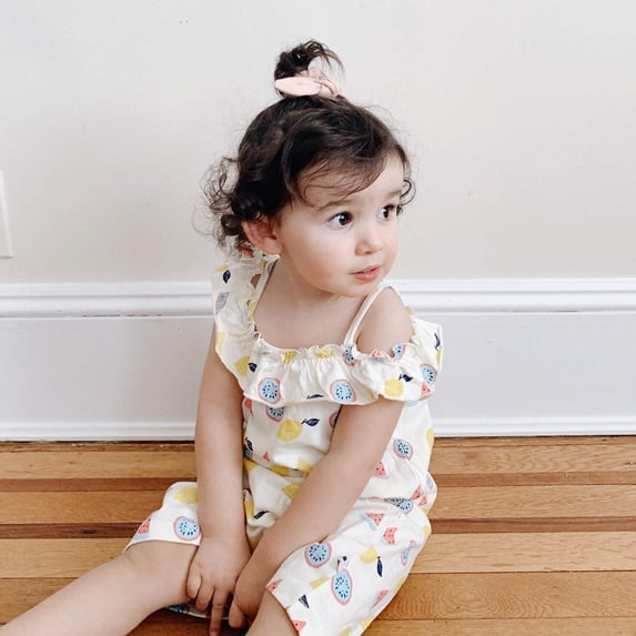 Baby Toddler Girl Pattern Ruffle Shoulder Dress