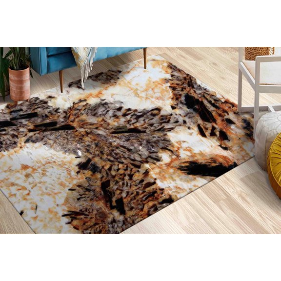 Pattern Rugs, Brown Marble Rug, Luxury Marble Rugs, Runner Rugs, Salon Rugs, Orange Marble Rugs, Modern Rug, Bridesmaid Gift Rug, Home Decor, 2.6'x9.2' - 80x280 cm