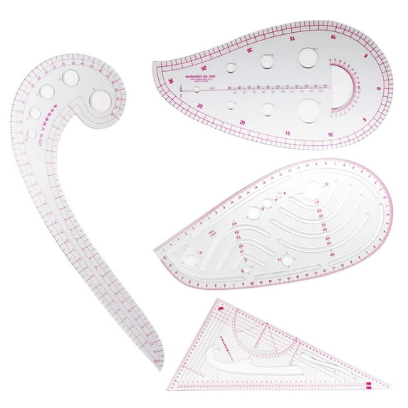 Pattern Sewing Rulers Set, 4 Styles Plastic Sew French Curve Ruler, Metric Curve Shaped Rulers for Designers and Tailors, Perfect for Drawing, Craft, Sewing Project and DIY by (style A-4PCS)