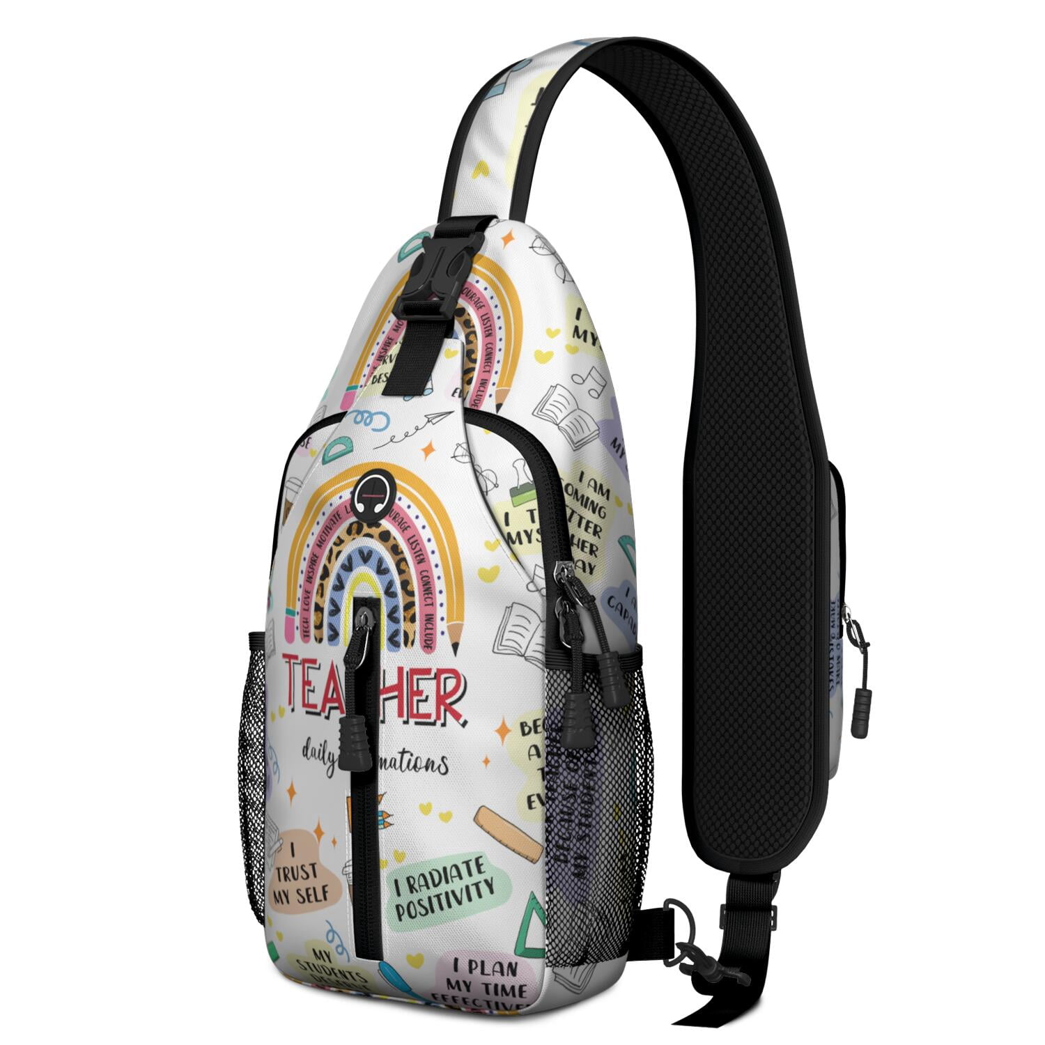 Pattern Sky Tree Aesthetic Lightweight Sling Bag for Women Men – Anti-theft back pocket, Compact design, Adjustable shoulder strap – Artistic Pattern Design for Travel, Hiking, Outdoor