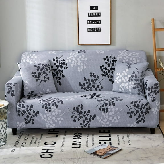 Pattern Sofa Cover Slipcover Stretch Arm Chair Loveseat Couch Fitted Furniture Protector for 3-Seat Sofa,Grey Pattern
