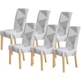 thumbnail image 1 of Pattern Stretch Chair Covers for Dining Room Set of 6,Printed Dining Chair Slipcover Washable for Kitchen Ceremony Universal Size(6PCS,Striped Triangle Black, 1 of 6