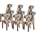 thumbnail image 1 of Pattern Stretch Chair Covers for Dining Room Set of 6,Printed Stretchable Dining Chair Slipcover Washable Removable for Kitchen,Hotel,Restaurant,Ceremony Universal Size(6PCS,Modern), 1 of 6