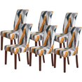 thumbnail image 1 of Pattern Stretch Chair Covers for Dining Room Set of 6,Printed Stretchable Dining Chair Slipcover Washable Removable for Kitchen,Hotel,Restaurant,Ceremony Universal Size(6PCS,Modern), 1 of 6