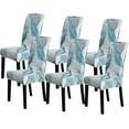 thumbnail image 1 of Pattern Stretch Chair Covers for Dining Room Set of 6,Printed Stretchable Dining Chair Slipcover Washable Removable for Kitchen,Hotel,Restaurant,Ceremony Universal Size(6PCS,Leaf Blue), 1 of 6