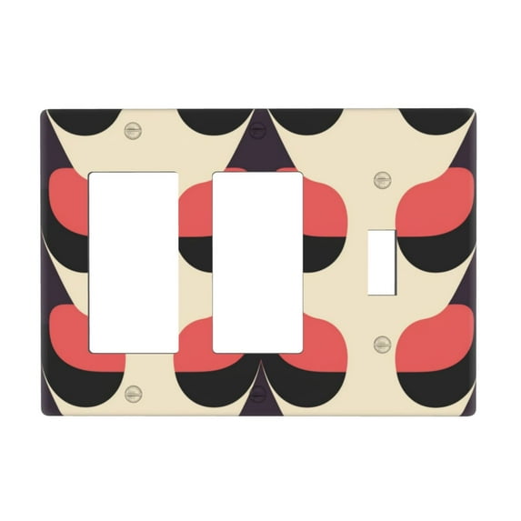 Pattern Switch Cover Decorative Wall Plate 3-Gang 2-Decor 1-Toggle Standard Size