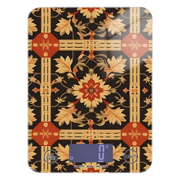 Pattern Tradditional Food Scale Digital Kitchen Scale Waterproof Tempered Glass Tare Function 11 lb for Baking Cooking Meal Prep