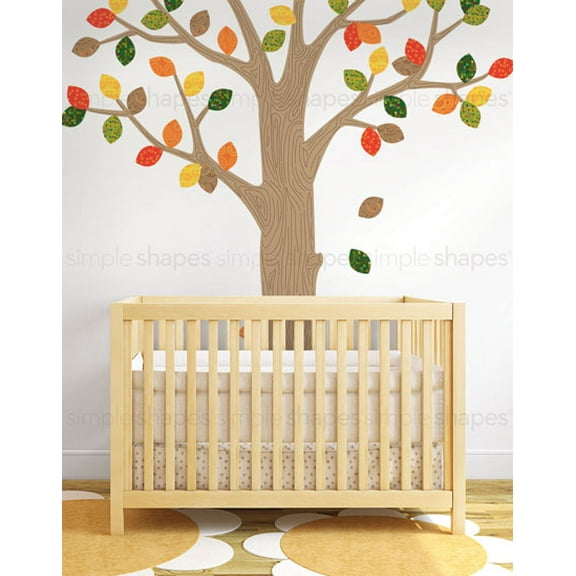 Pattern Tree with Leaves Ceiling Style Vinyl Wall Sticker- Fall with Latte Brown