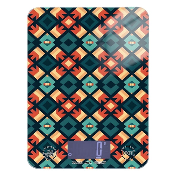 Pattern Tribal Food Scale Digital Kitchen Scale Waterproof Tempered Glass Tare Function 11 lb for Baking Cooking Meal Prep