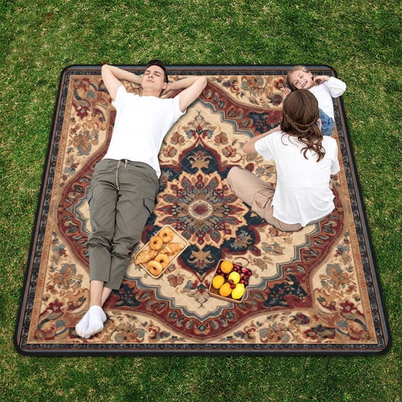 Pattern Vintage Boho Beach Blanket Outdoor Picnic Blanket 78"x 78" Waterproof Foldable for Beach Camping Travel Hiking Grass Lawn Park