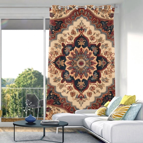 Pattern Vintage Boho Blackout Curtain Panels Drapes Privacy Assured with Light Filtering Curtains for Living room Bedroom Bathroom Window