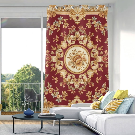 Pattern Vintage Traditional Blackout Curtain Panels Drapes Privacy Assured with Light Filtering Curtains for Living room Bedroom Bathroom Window