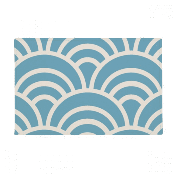 Pattern Wave Japanese Traditional Edo Ground Mat Non Slip Floor Bathroom Door Rug Carpet
