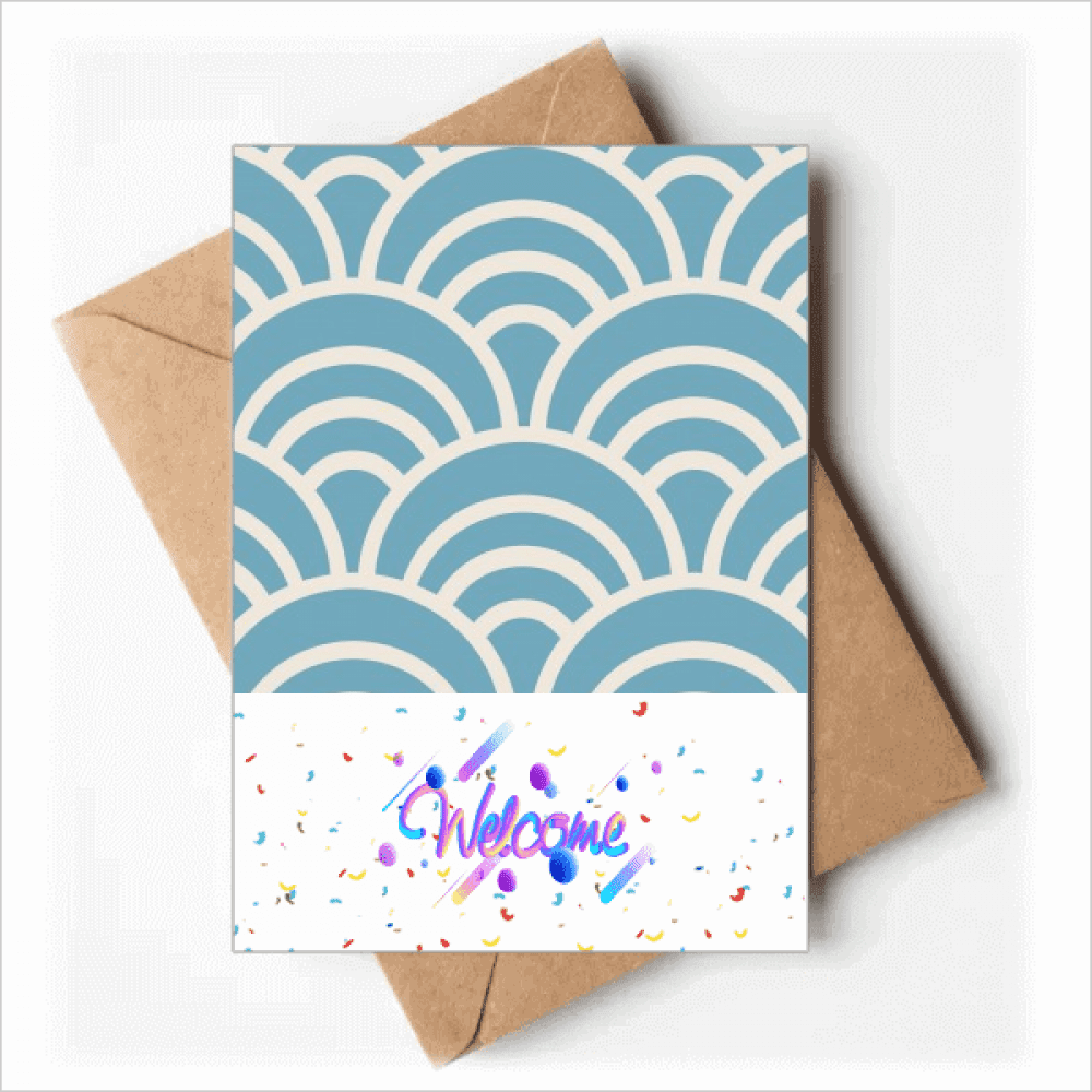 Pattern Wave Japanese Traditional Edo Welcome Back Greeting Cards Envelopes Blank