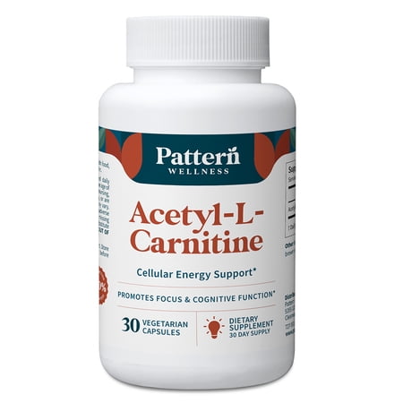 Pattern Wellness Acetyl-L-Carnitine 500 mg Capsules for Energy & Cognitive Health, 30 Ct.