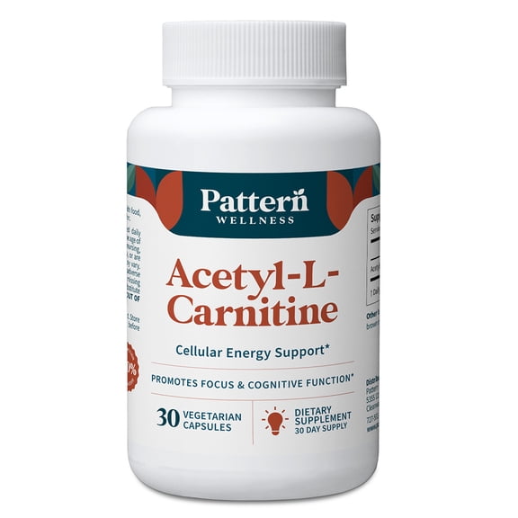 Pattern Wellness Acetyl-L-Carnitine 500 mg Capsules for Energy & Cognitive Health, 30 Ct.