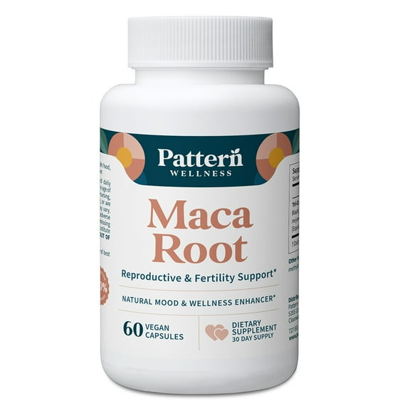 Pattern Wellness Maca Root Supplement - Supports Mood, Energy, & Hormone Balance, 60 Count