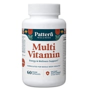 Pattern Wellness Daily Multivitamin with Vitamins A–E, Energy, Immune & Cognitive Support, 60 Count