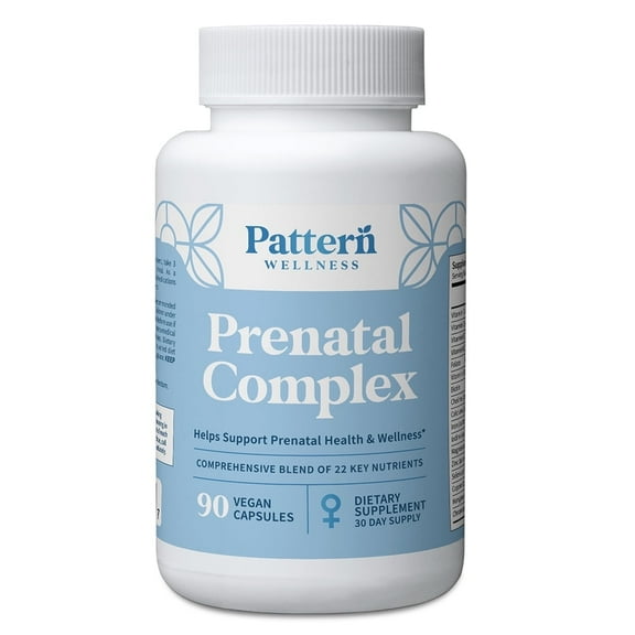 Pattern Wellness Prenatal Vitamins, Folate + DHA, Key Nutrients for Mom & Baby, 90 Count