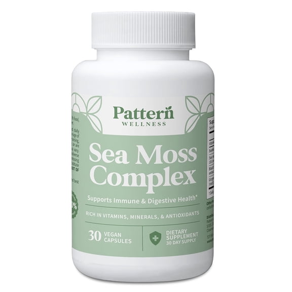 Pattern Wellness Sea Moss Complex with Burdock, Bladderwrack, Vitamin C & Ginger, 30 Count