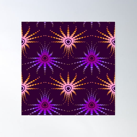 Pattern With Abstract Dot Yellow And Purple Forms Poster Wall Art, Modern Wall Decor For Living Room Bedroom, 24x24 UNFRAMED