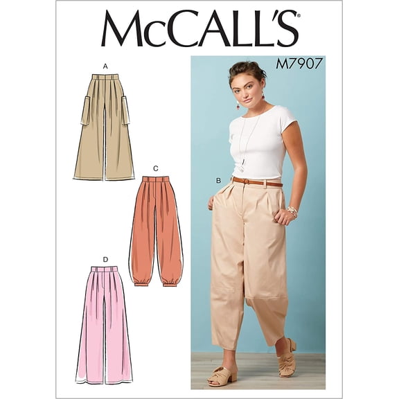 Pattern Women's Loose Fit Capri Pants, Sizes 14-22 Sewing Pattern