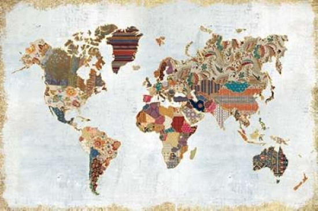 Pattern World Map Canvas Art - Laura Marshall (12 x 18)