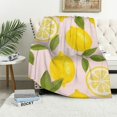 Pattern with Yellow Lemons Throw Blanket, Super Soft Flannel Fleece