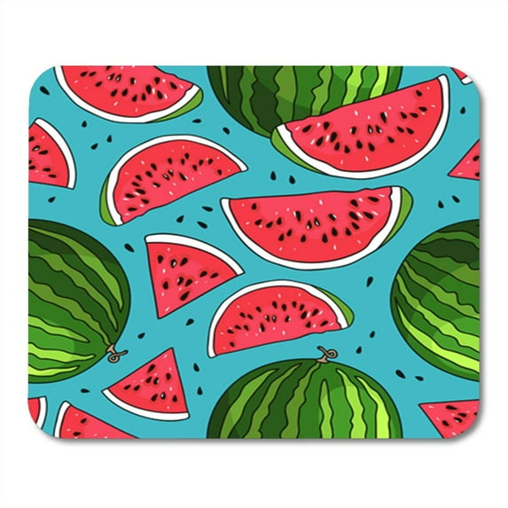 Pattern of Watermelons on Blue Juicy Summer Fruit Market Mousepad Mouse Pad Mouse Mat 9x10 inch