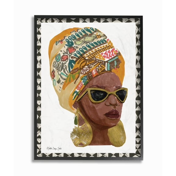Patterned African Fashion Model 16 in x 20 in Framed Painting Art Print, by Stupell Home Décor