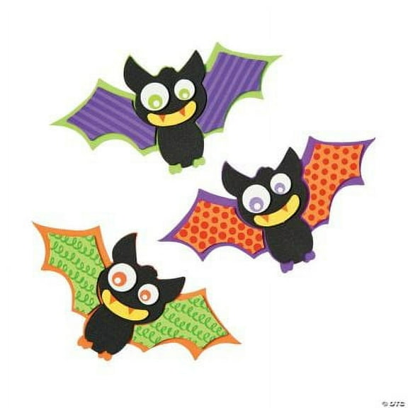 Patterned Bat Magnet Craft Kit - Halloween - Stationary Craft Kits - 12 Pieces