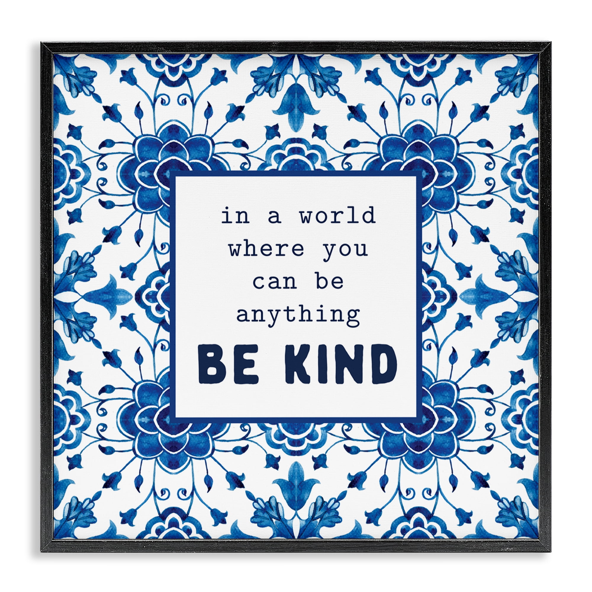 Patterned Be Kind Encouragement Black Framed Giclee Art, design by Lettered and Lined