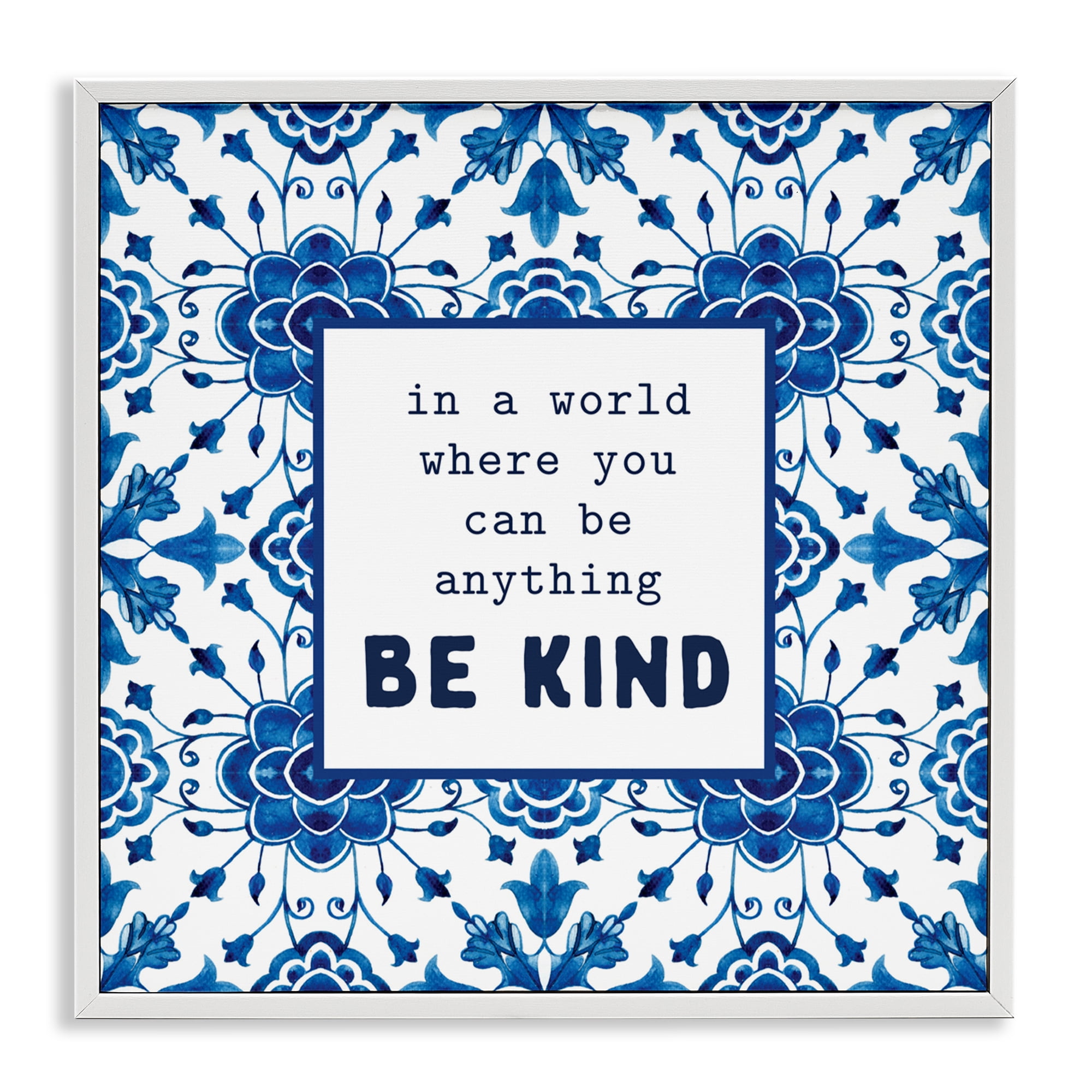 Patterned Be Kind Encouragement White Framed Giclee Art, design by Lettered and Lined