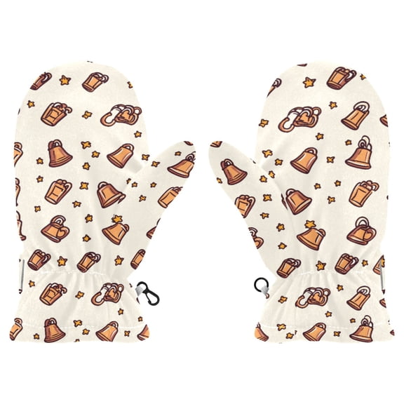 Patterned Bells Cold Weather Mittens Cozy Gloves with Adjustable Fit Perfect for Outdoor Fun