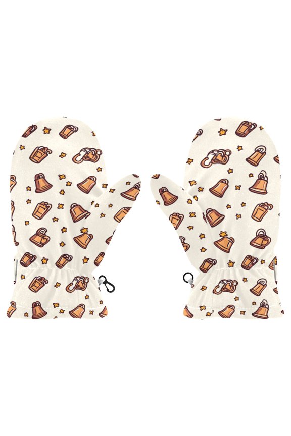 Patterned Bells Cold Weather Mittens Cozy Gloves with Adjustable Fit Perfect for Outdoor Fun