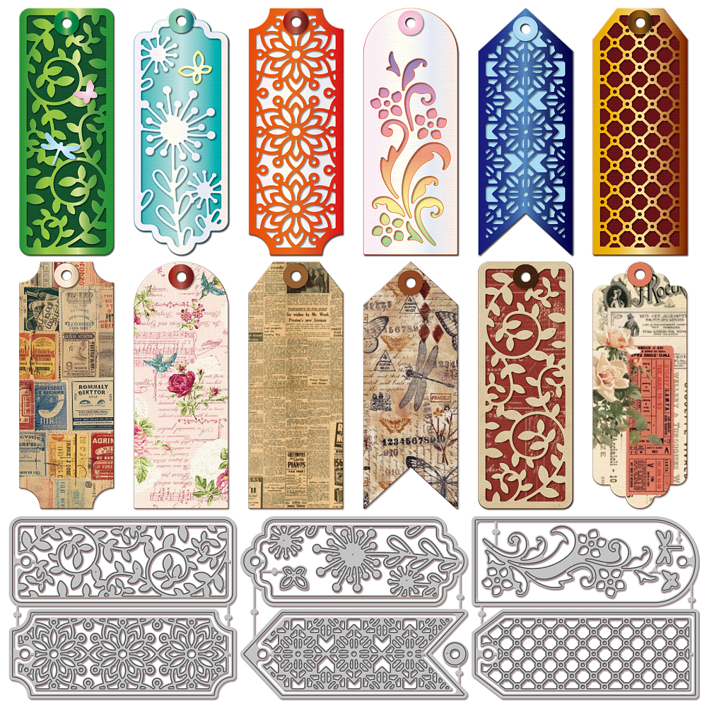 Patterned Bookmark Cutting Dies Various Flowers Vines Borders Die Cuts ...