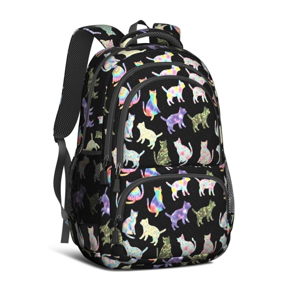 Patterned Cat Silhouette Black Pattern Cute School Backpack Bag with Padded Back and Adjustable Shoulder Straps 16.9 X 12.6 X 5.9 Inches