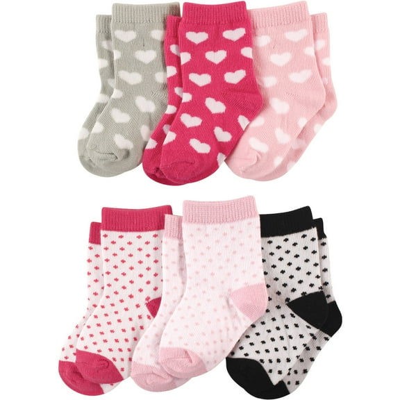 Patterned Crew Socks, 6-Pack (Baby Girls)