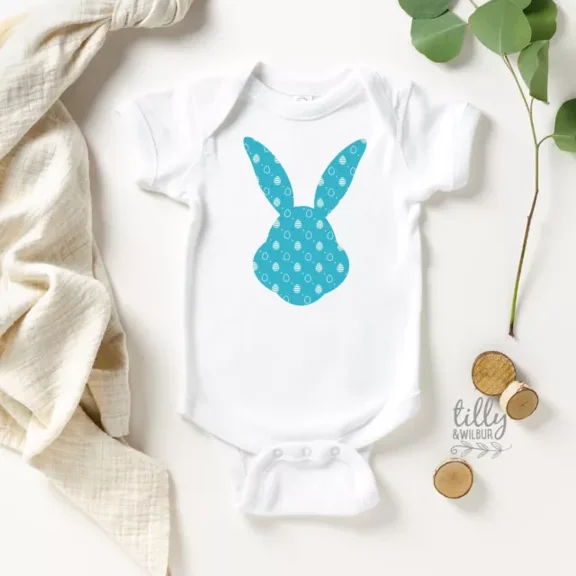 Patterned Easter Bunny Baby Bodysuit For Boys Cute Baby Onesie, BABY BODYSUIT LAT 4424