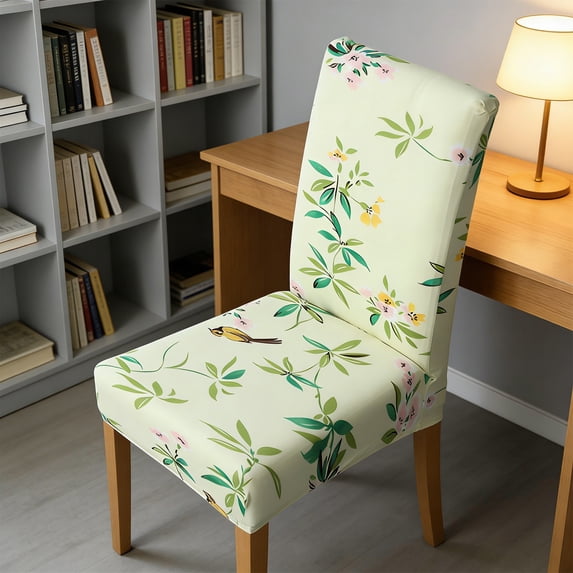 Patterned Elastic Chair Slipcovers for Dining Room - Spandex Blend Fabric Seat Protectors - Easy Install Washable Covers for Home and Commercial Use