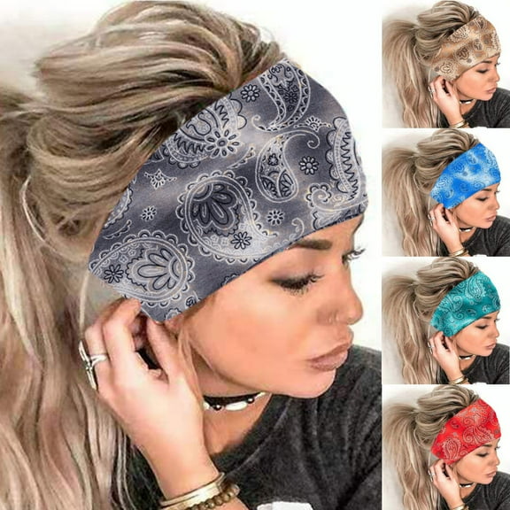 Patterned Elastic Headband Womens Wide Wrap Hair Accessory for Sports and Casual