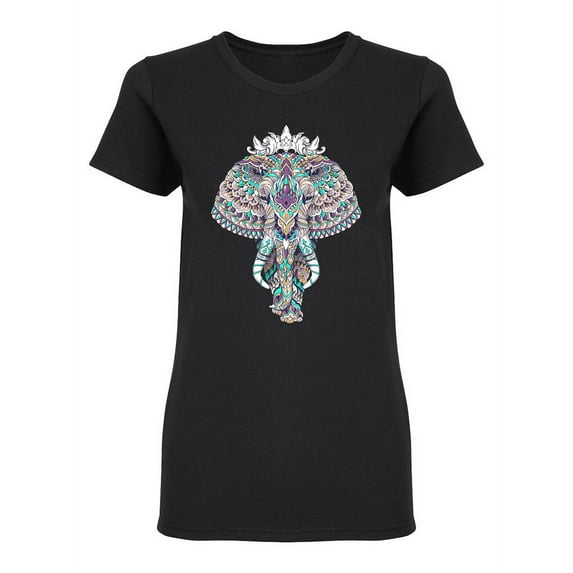 Patterned Elephant Shaped T-Shirt Women -Image by Shutterstock, Female Small