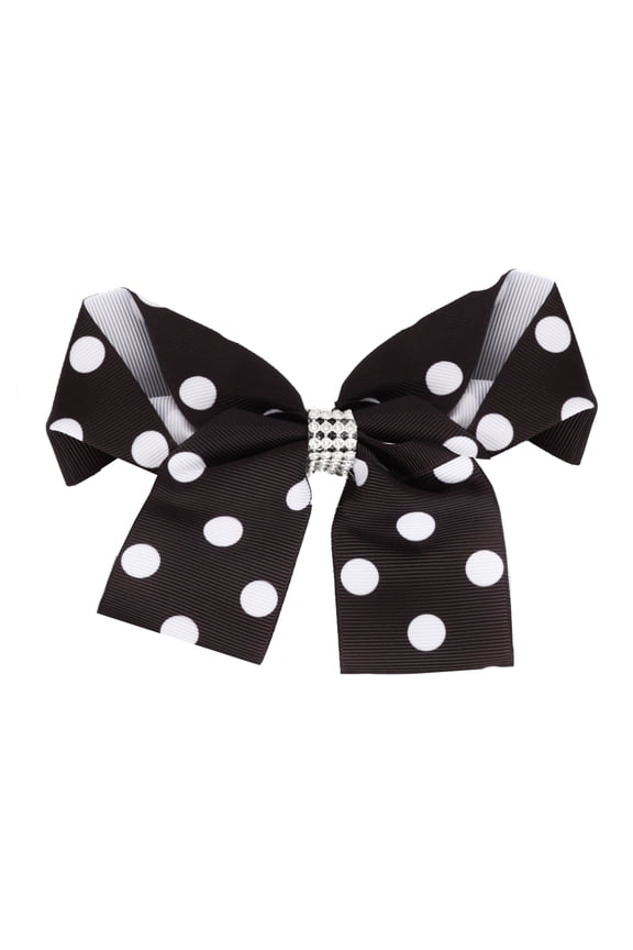 Patterned Hair Bow for Women and Girls with Silver Rhinestones 1 Piece-Polka Dot