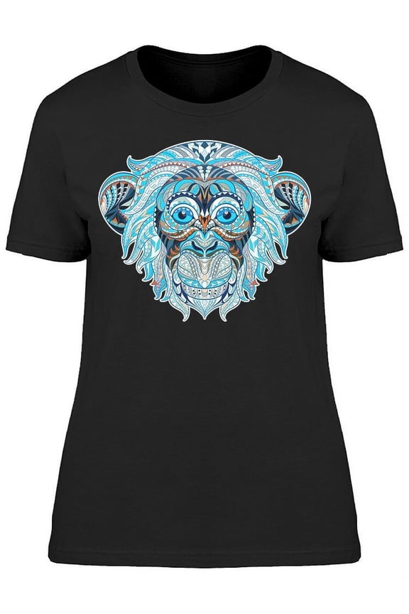 Patterned Head Of Monkey Graphic T-Shirt Women -Image by Shutterstock, Female x-Large