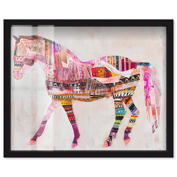 Patterned Horse Shadowbox Print Western Art by Art Remedy, Black Frame, 24 x 20