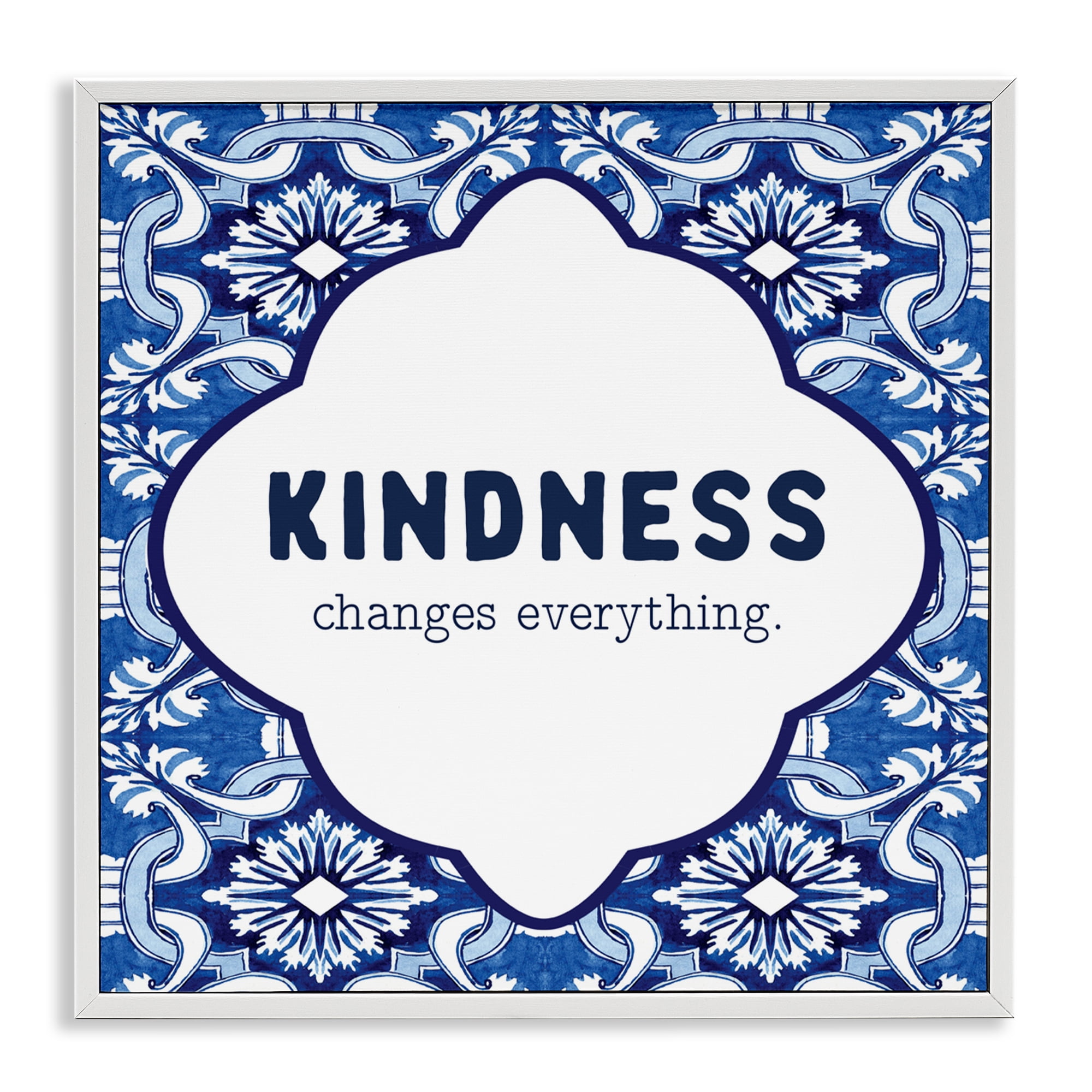 Patterned Kindness Changes Everything White Framed Giclee Art, design by Lettered and Lined
