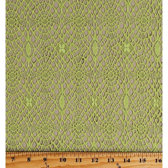 Patterned Lace Lime Green Allover Lace Look Soft 60" Wide Nylon Fabric by the Yard (TR0195-990)