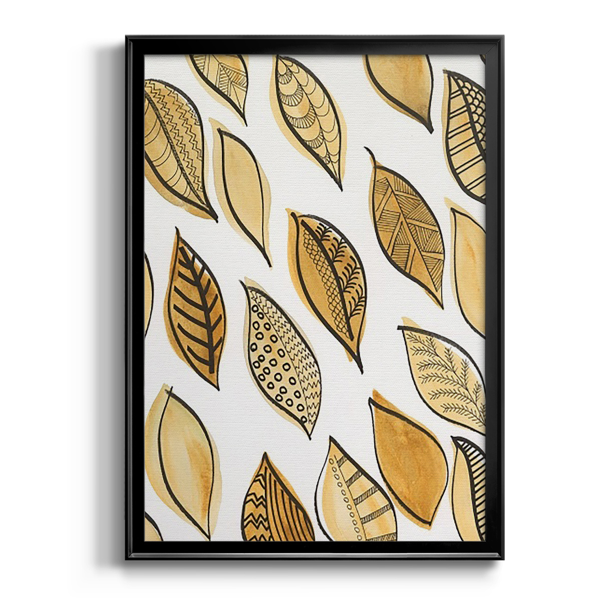 Patterned Leaf Shapes II Premium Framed Print - Ready to Hang